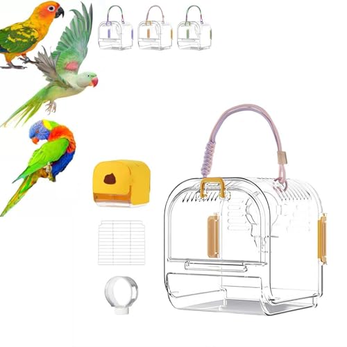 Tragbarer Kunststoff-Vogelkäfig, Reise-Vogelkäfig-Tasche, leicht, tragbarer Vogel-Tragerucksack mit Schattenabdeckung, einfach zu transportierender Vogelträger, Sichtfenster für Papageien, kleine von Pessrrtewg