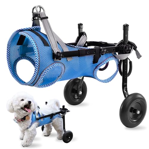 Pet Baby Aktualisierter Hunderollstuhl für Rückenbeine, kleine Hunde, Rollstuhl mit Rollen, leichter Rollstuhl zur Beinstütze, hilft Senioren, Verletzten, Lähmungen, Größe S und Blau von Pet Baby