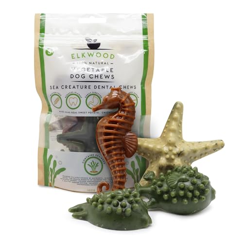 Elkwood gesunde natürliche Hundeleckerlis Leckereien für Hunde - fettarm, kalorienarm, glutenfrei, vegetarisch, natürliche Hundekauartikel - Meeresalgen Meerestiere mit aktiven Enzymen - 100 g von Elkwood