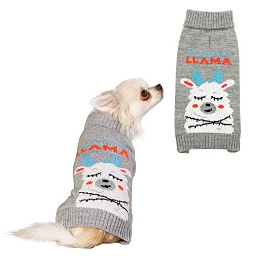 Pet Brands Festlicher Weihnachtspullover für Hunde, gestrickt, waschbar, mit Lama-Design, L: 32 cm x B: 16,5 cm von Pet Brands