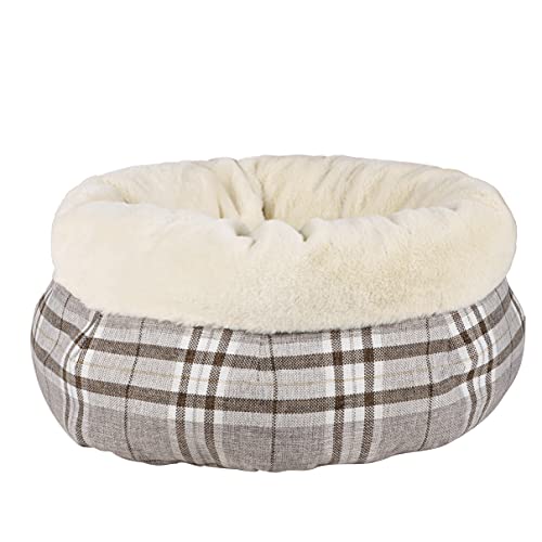 Pet Brands Kuschelbett für Katzen, Schottenkaro, Iglu, gemütlich, mit warmem Plüsch-Innenfutter, 48 x 48 x 25 cm, Grau Pet Brands Kuschelbett für Katzen, Schottenkaro, Iglu, gemütlich, mit warmem Plüsch-Innenfutter, 48 x 48 x 25 cm, Grau von Pet Brands