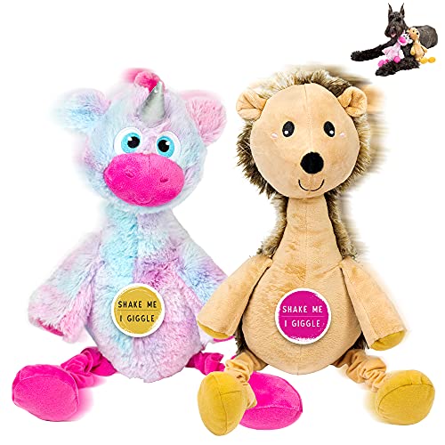 Pet Craft Supply Jiggle Giggle Hundespielzeug, Igel und Einhorn, 2 Stück Pet Craft Supply Jiggle Giggle Hundespielzeug, Igel und Einhorn, 2 Stück von Pet Craft Supply