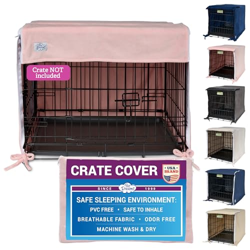 Pet Dreams Abdeckung für Hundekäfige, kleine bis extra große Hundehütten, atmungsaktiv, Doppeltür, weiche Käfigabdeckungen für Hundekäfige, ideal für Hundebox-Training (Pink Blush, 61 cm) von Pet Dreams