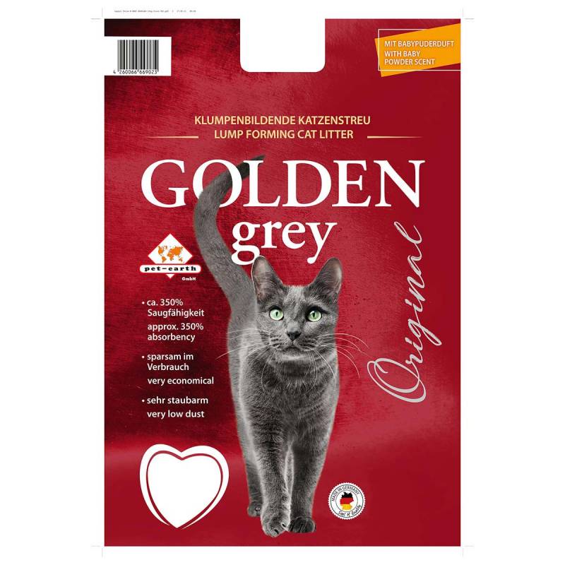 Golden Grey Katzenstreu mit Babypuderduft 14kg von Pet-Earth