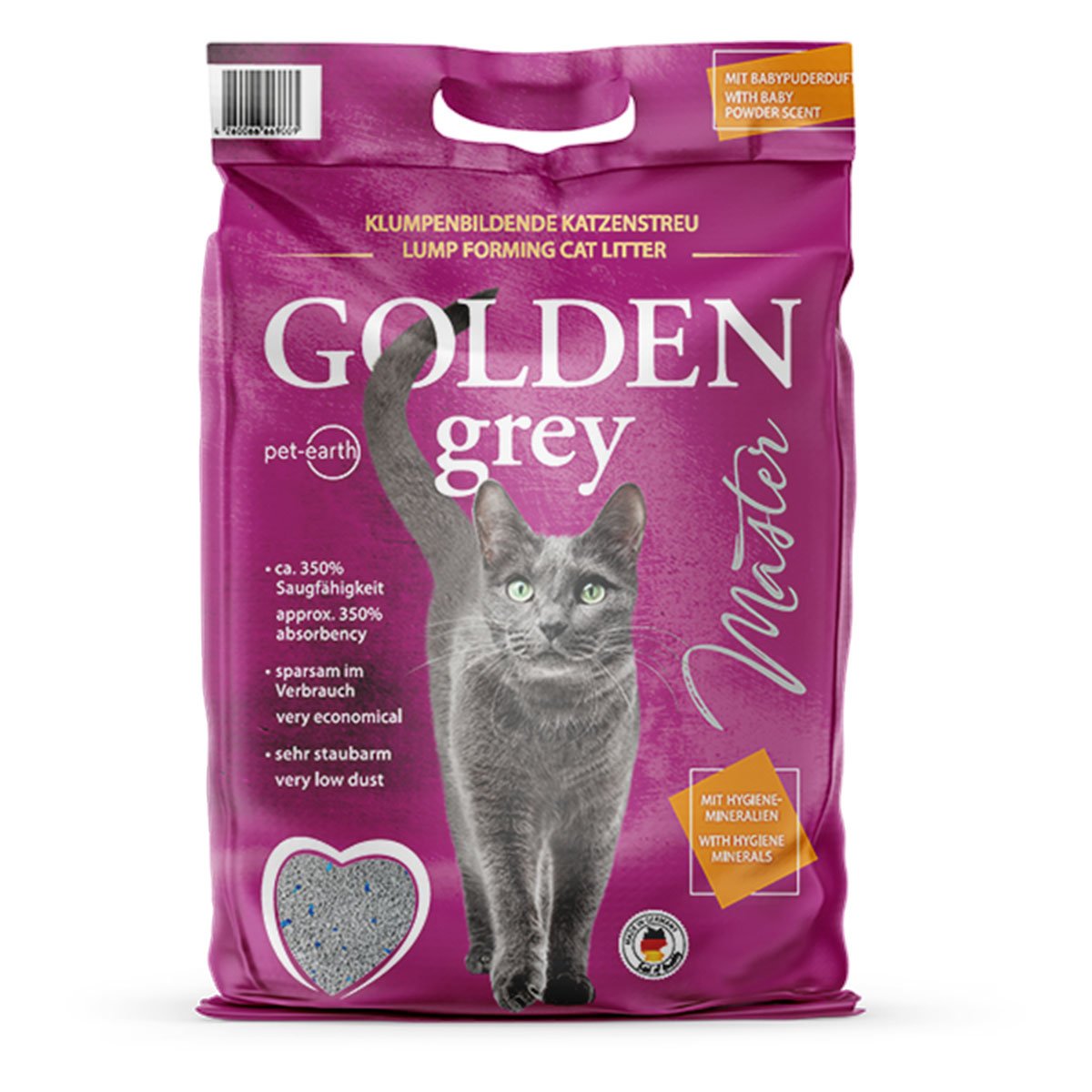 Golden Grey Master Katzenstreu mit Babypuderduft 14kg von Pet-Earth