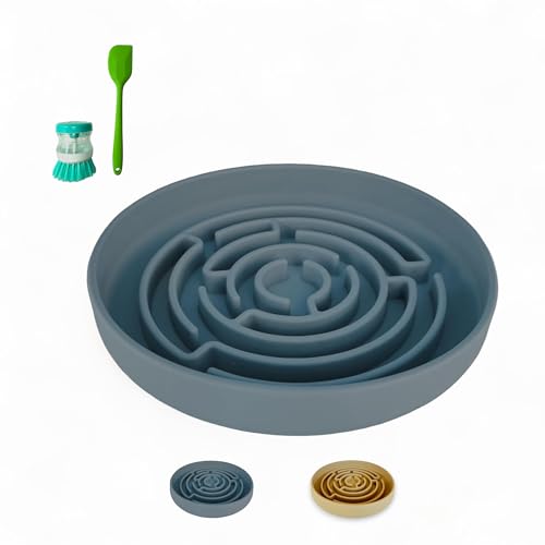 Slow Feeder Hundenäpfe - Labyrinth Hund Slow Feeder Schüssel mit Saugnapf - Langsam Fressen Hundenapf mit Bürste, Spatel - BPA-Frei Silikon Hundefutternapf - Rutschfester Slow Dog Feeder zur Slow Feeder Hundenäpfe - Labyrinth Hund Slow Feeder Schüssel mit Saugnapf - Langsam Fressen Hundenapf mit Bürste, Spatel - BPA-Frei Silikon Hundefutternapf - Rutschfester Slow Dog Feeder zur von Pet Essentials