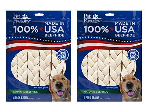 Geflochtene Stäbchen aus USA-Rindleder, Vorteilspackung von Pet Factory