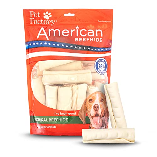 Pet Factory American Beefhide Kau-Leckerlis für Hunde, 10,2–11,4 cm, natürlicher Geschmack, 22 Stück/1 Packung Pet Factory American Beefhide Kau-Leckerlis für Hunde, 10,2–11,4 cm, natürlicher Geschmack, 22 Stück/1 Packung von Pet Factory