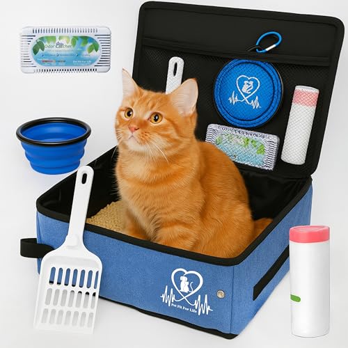 Blaue Katzentoilette mit Deckel, mittelgroß von Pet Fit For Life