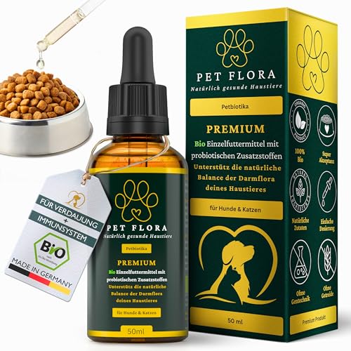 Pet Flora Probiotika für Hunde und Katzen – 100% Bio Tropfen 50 ml – Flüssiges Probiotikum für Darmflora Aufbau und Verdauung bei Haustieren – Probiotisches Einzelfuttermittel – Petbiotika Pet Flora Probiotika für Hunde und Katzen – 100% Bio Tropfen 50 ml – Flüssiges Probiotikum für Darmflora Aufbau und Verdauung bei Haustieren – Probiotisches Einzelfuttermittel – Petbiotika von Pet Flora