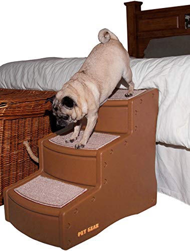 Pet Gear Easy Step III Haustiertreppe, 3 Stufen, für Katzen/Hunde, abnehmbare, waschbare Teppichstufen, für Haustiere bis zu 68 kg, kein Werkzeug erforderlich, Toffee von PET GEAR INC