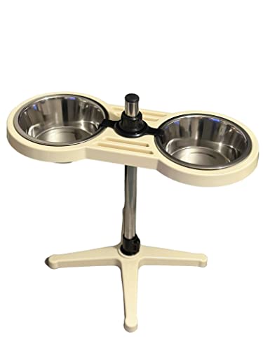 Haustier-Futternapf-Set, verstellbar, für alle Altersgruppen und Arten, für Hundewelpen, Futternäpfe in 4 Farben erhältlich (Beige) von Pet Guru