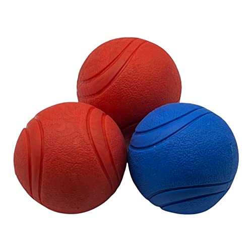 Pet Guru Hundetraining-Ball mit hoher Sprungkraft, mittelgroß und groß, solider Ball, stundenlanger Spaß für alle Hunde und Welpen, solider TRP-Gummi-Ball, 1 blau, 2 rot) von Pet Guru