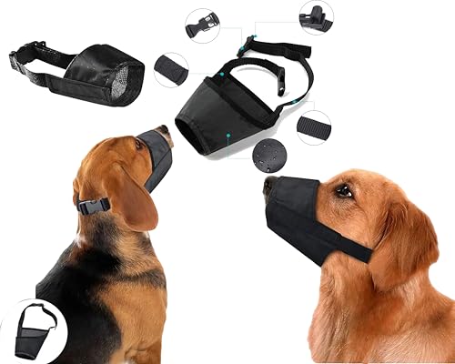 Pet Guru® Hunde-Sicherheitsmaulkorb, Antibeißen, Bellen, Kaukontrolle, verstellbar, bequem, Nylon, XS bis XL (1, Medium) von Pet Guru