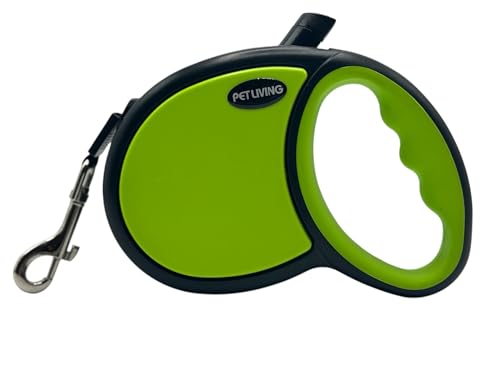Pet Guru Einziehbare Hundeleine mit Griff, Nylonband mit Loack & Breake System, Hundeleine, 3 m, 5 m und 7 m (Grün, Größe S max. 12 kg) von Pet Guru