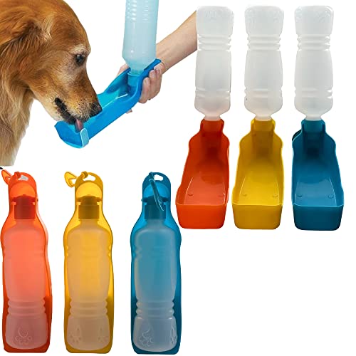 Pet Travel Water Bottle 500ML Portable Dispenser Travel Water Bottle Bowl for Dog Cat Small Animals (Orange) von Pet Guru