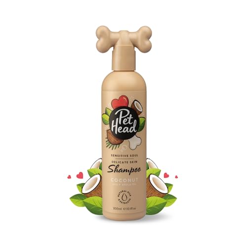 PET HEAD Hundeshampoo 300 ml, Sensitive Soul, Kokosnussduft, Pflegt und beruhigt empfindliche Haut, Hypoallergen, pH-neutral, Vegan & tierversuchsfrei, extrasanfte Formel für alle Hunde und Welpen von Company of Animals