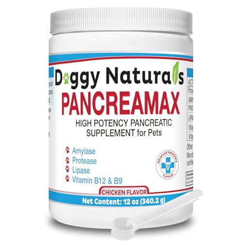 PancreaMax Pankreatin-Enzyme für Hunde und Katzen, 340 ml, hergestellt in den USA, Pancreatin 10 x für Hunde und Katzen, enthält Pankreasenzym, hohe Festigkeit, geruchsarm, 10 Stück von Pet Health Pharma
