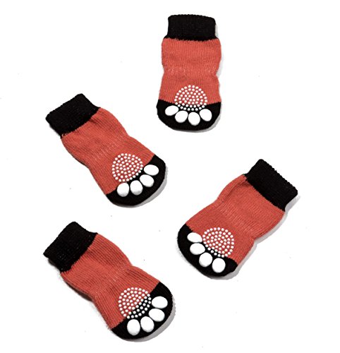 Pet Heroic Anti-Rutsch-Strick-Socken für Hunde und Katzen, mit Gummiverstärkung, Pfotenschutz für den Innenbereich, geeignet für kleine und mittelgroße Größen von Hunden und Katzen von Pet Heroic