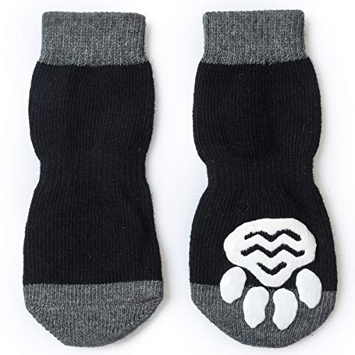 Pet Heroic Indoor Anti-Rutsch Socken für Hunde und Katzen - 8 Größen von S bis 5XL für kleine-riesige Tiere - Pfotenschutz und Traktion Dank Silikon-Gel - Gewicht 1.2-9.0 KG - Schwarz M von Harfkoko