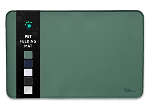 Pet Junkie Silikonmatte für Futter- und Wassernäpfe, wasserdicht, für Hunde oder Katzen, für alle Arten von Böden (grün) von Pet Junkie