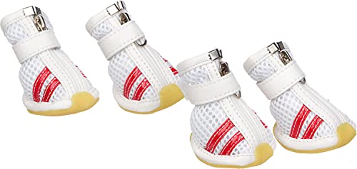Flexible Air-Mesh leichte Haustierschuhe, Sneaker, groß, Weiß und Rot von Pet Life