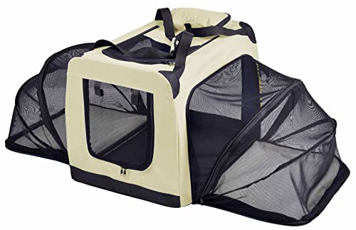 Pet Life ® 'Hounda Accordion' Metal Framed Soft-Folding Collapsible Dual-Sided Expandable Pet Dog Crate, X-Large, Khaki von Pet Life