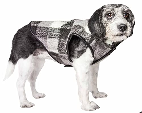 Pet Life ® Hundemantel Black Boxer kariert, isoliert, kariert, mit wendbarem Sherpa-Futter, Wintermantel für kleine, mittelgroße und große Hunde von Pet Life