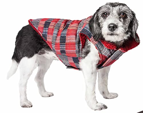 Pet Life ® Hundemantel Scotty, klassisch, kariert, kariert, Hundejacke mit wendbarem Sherpa-Futter, Winterkleidung für kleine, mittelgroße und große Hunde von Pet Life