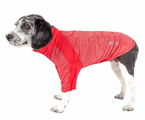 Pet Life Active Chewitt Wagassy Hunde-T-Shirt, langärmelig, 4-Wege-Stretch, Größe XL, Rot von Pet Life