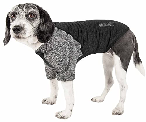 Pet Life Active Hybreed Hunde-T-Shirt, 4-Wege-Stretch, zweifarbig, Größe XL, Schwarz von Pet Life