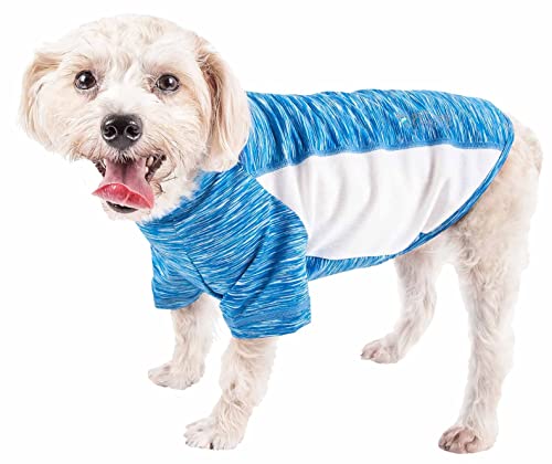 Pet Life Active Warf Speed Heathered Hunde-T-Shirt, ultradehnbar, sportlich, leistungsstark, Größe XL, Blau von Pet Life