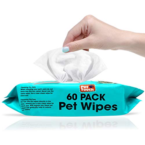 Pet Living Hundetücher Allzweck-Reinigungstücher für Hunde Katzen Welpen Alkoholfrei (1 Packung mit 60 Tüchern) von Pet Living