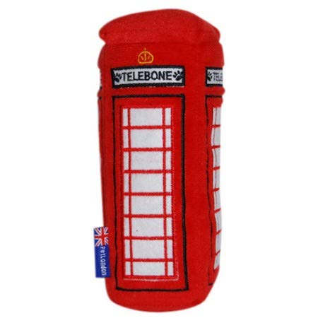 Pet London Britische rote Telefonzelle, Plüsch-Hundespielzeug für Hunde und Welpen, 15,2 cm, mit Quietscher, niedliches lustiges Londoner Wahrzeichen, Telebone UK Hund, interaktives Spielzeug von Pet London