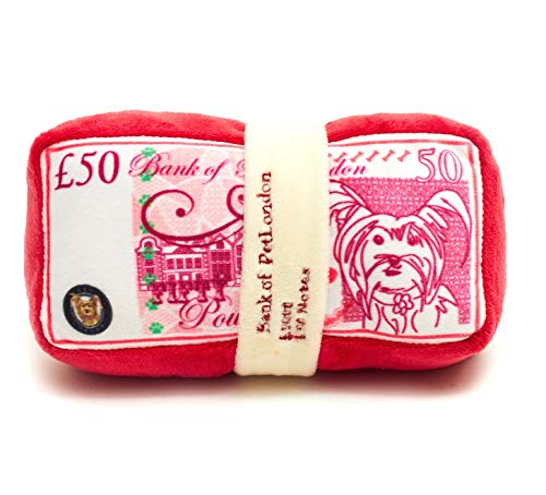 Pet London Doggie Dough Hundespielzeug aus Plüsch, Motiv: rote Rose, realistische britische Banknoten, 17,8 cm von Pet London