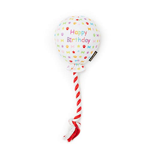 Pet London Geburtstagsballon-Hundespielzeug – Feiern Sie den Happy Birthday Ihres Hundes – Plüsch, buntes Regenbogen-Konfetti-Muster, Hunde-Party-Geschenk, besonderen Tag, von Pet London