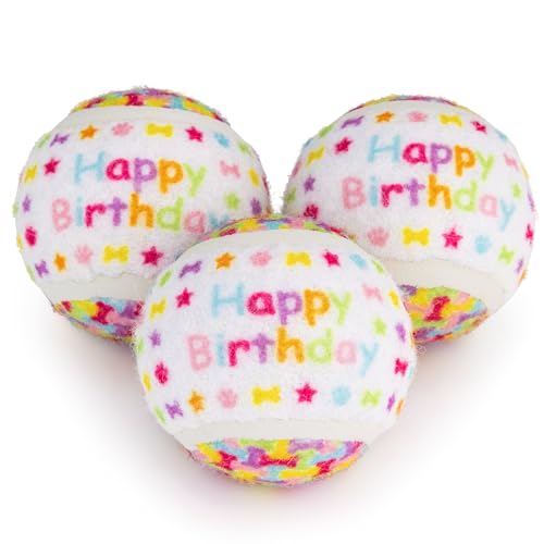 Pet London Happy Birthday Bunter Hunde-Tennisball mit Trio-Quietsch-Innen, Set mit 3 Hundebällen für interaktives Quietschen und Apportieren, Feiern Sie den Geburtstag oder Anlass des Hundes – Pet London Happy Birthday Bunter Hunde-Tennisball mit Trio-Quietsch-Innen, Set mit 3 Hundebällen für interaktives Quietschen und Apportieren, Feiern Sie den Geburtstag oder Anlass des Hundes – von Pet London