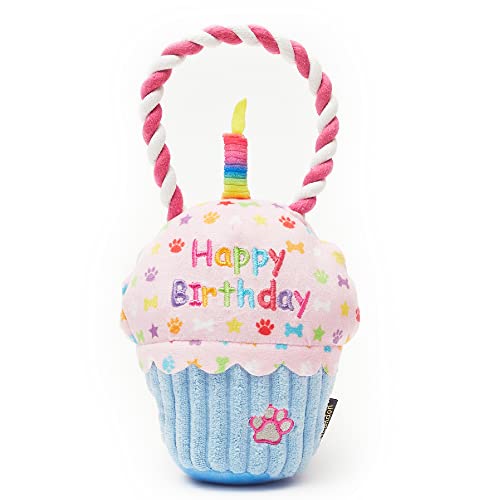 Pet London Happy Birthday Cupcake-Hundespielzeug mit Quietscher und Seilzerren, für den Geburtstag Ihres Hundes oder als Geschenk zur Adoption Pet London Happy Birthday Cupcake-Hundespielzeug mit Quietscher und Seilzerren, für den Geburtstag Ihres Hundes oder als Geschenk zur Adoption von Pet London