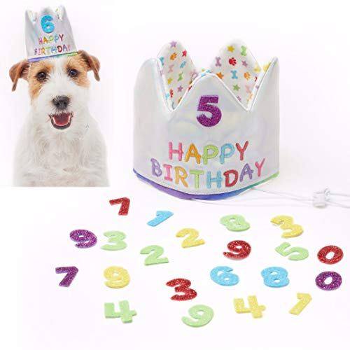 Pet London Happy Birthday Kronenhut für Hunde und Katzen, mit Glitzernummern, 20 Stück von Pet London