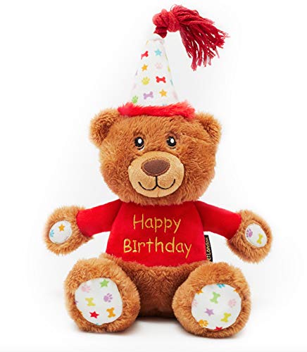 Pet London Hundespielzeug Happy Birthday, Geschenk zum Geburtstag oder zur Adoption des Hundes – weiches Plüsch-Teddygeschenk für Hund oder Welpe mit gestickter Geburtstagsnachricht, quietschend, Pet London Hundespielzeug Happy Birthday, Geschenk zum Geburtstag oder zur Adoption des Hundes – weiches Plüsch-Teddygeschenk für Hund oder Welpe mit gestickter Geburtstagsnachricht, quietschend, von Pet London