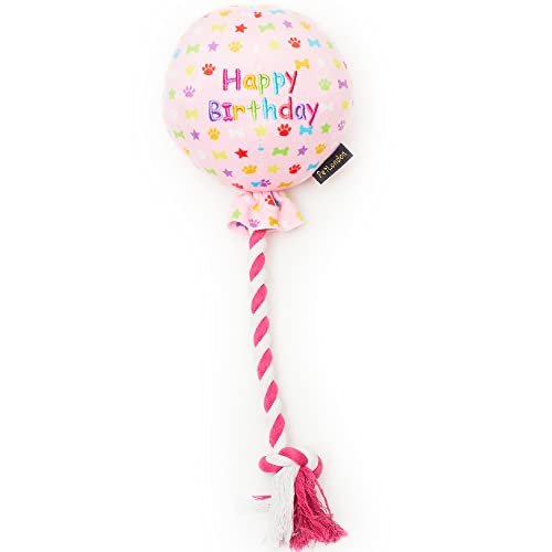 Pet London Geburtstags-Hundespielzeug mit Luftballon, Rosa – Feiern Sie den Hund Happy Birthday – Plüsch, buntes Regenbogen-Konfetti-Muster, Hunde-Party-Geschenk von Pet London