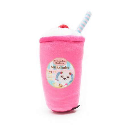 Pet London Milkshake Plüsch-Hundespielzeug, Milkshake, American Diner, Fast Food Soft Quietschend, lustiges Hundespielzeug, für Futter und Getränke, interaktives Spielzeug von Pet London