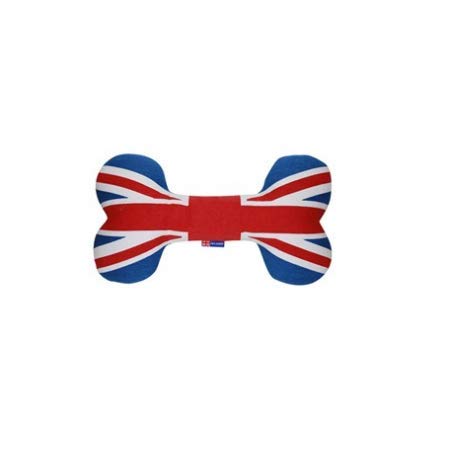 PetLondon British London Union Jack Knochen 20,3 cm (8 Zoll), Segeltuch-Plüschknochen mit Quietscher, niedliches, lustiges Hundespielzeug der Königin Union Jack, interaktives Spielzeug von Pet London