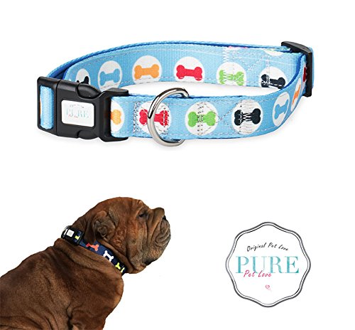 PetLove Hundehalsband - gepolstert und verstellbar aus Nylon - in Hellblau, Größe L (2 x 36-48cm) - Halsband für mittlere bis große Hunde von PetLove