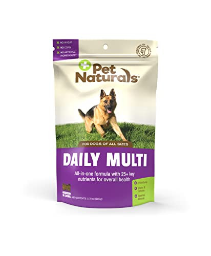 Pet Naturals Tägliches Multivitamin für Hunde, Veggie-Geschmack, 30 Kauartikel – leckere Kauartikel mit Aminosäuren und Antioxidantien – unterstützt Energie, Stoffwechselfunktion und Haustier-Wellness von Pet Naturals