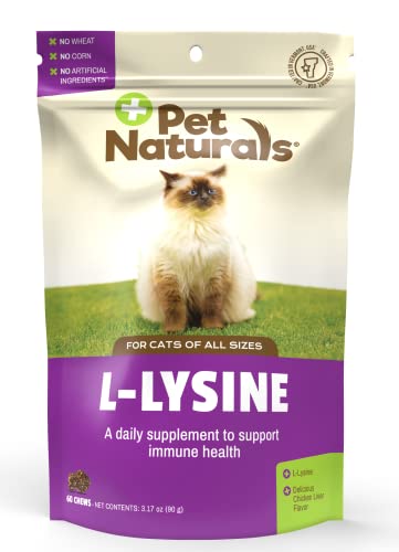 Pet Naturals L-Lysine Chews Spielzeug für Katzen, des Immunsystems und Unterstützung der Atemwege Nahrungsergänzungsmittel, 60 Bite Kauspielzeug (3,17 oz) von Pet Naturals