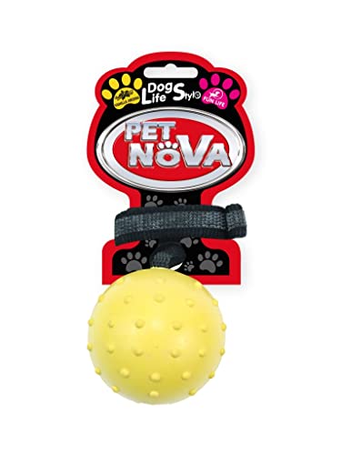 Pet Nova Ball aport. 6cm Plus Anti-Rutsch-Band, gelb, Aroma Vanille,RUB-ROPEBALL-M-YL von Pet Nova