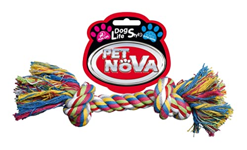 Pet Nova Baumwollstrang 17cm - Superdental - Zahnputz-Beißhaken - Gewicht 40-55g, ROPE-2KNOT-17CM von Pet Nova