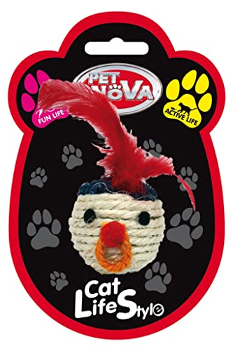 Pet Nova Katzenspielzeug Sisalkopf 5cm mit Federn, CAT-SISALHEAD-5 von Pet Nova