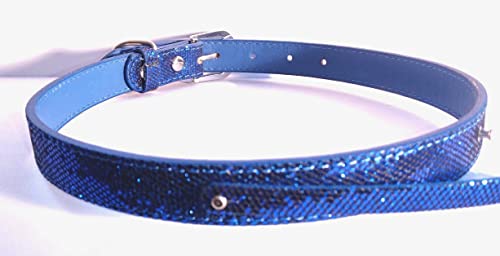 Pet Palace® Disco Dawg Hundehalsband, Leder, mit Glitzerbuchstaben, Größe L, Blau von Pet Palace